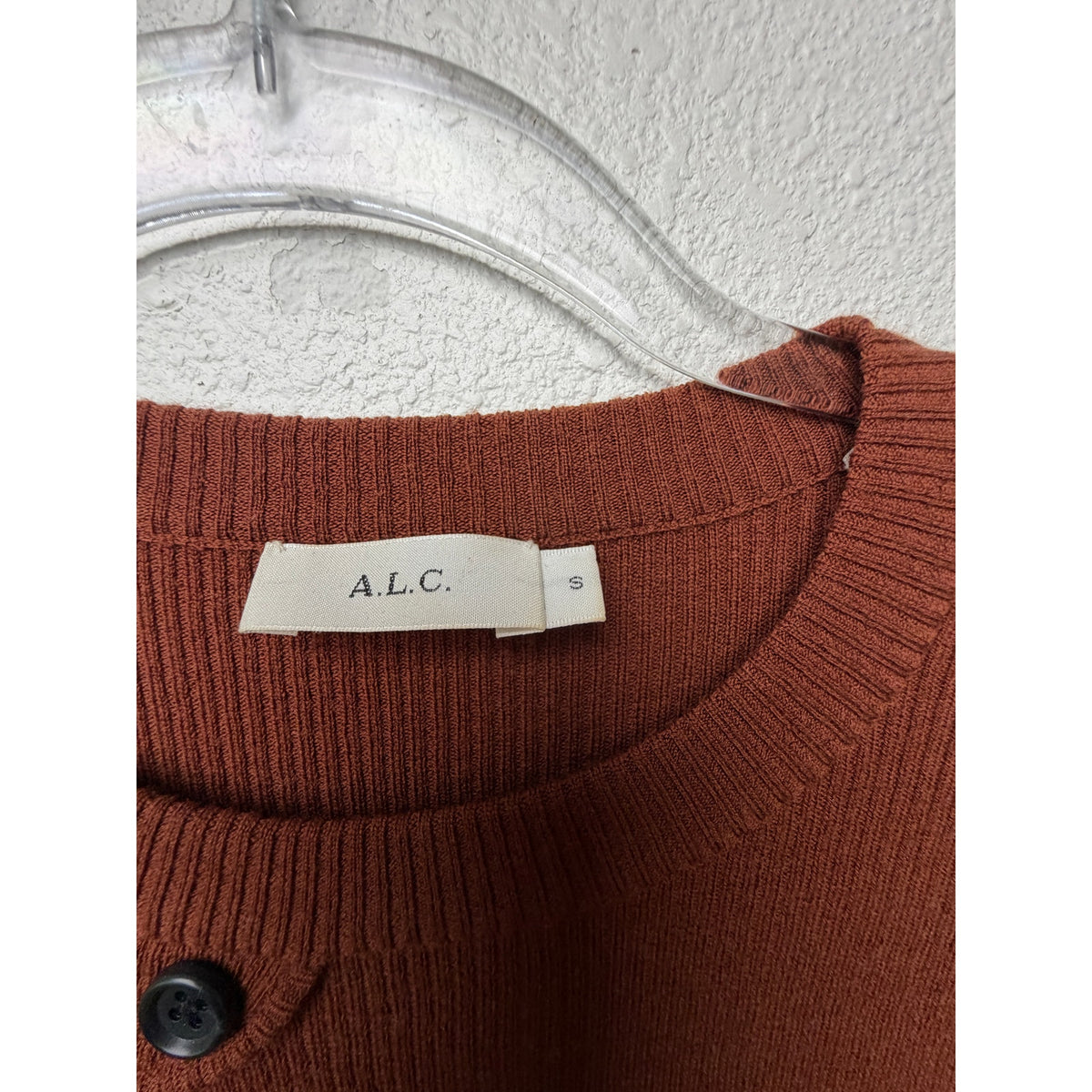 A.L.C. Rust Ribbed Cutout Button Sweater Women S