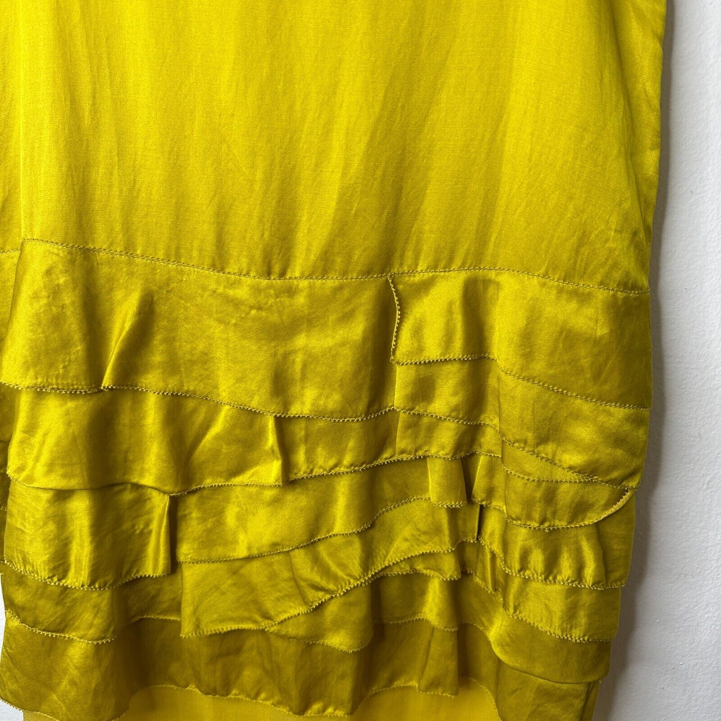 3.1 Phillip Lim Scoop Neck Chartreus Yellow Silk Blend Ruffled Tank Dress Mini 2