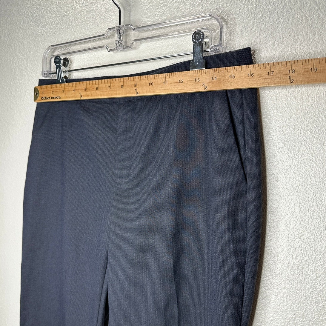 Zara Navy Blue Micro Tweed Straight Leg Cuffed Trouser Pant 6