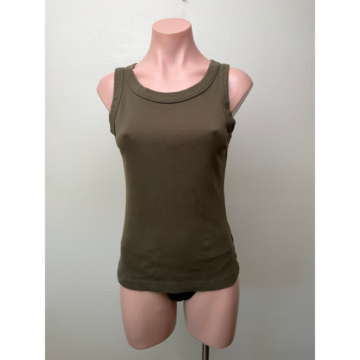 Michael Stars Olive Ribbed Cotton Tank Women OS