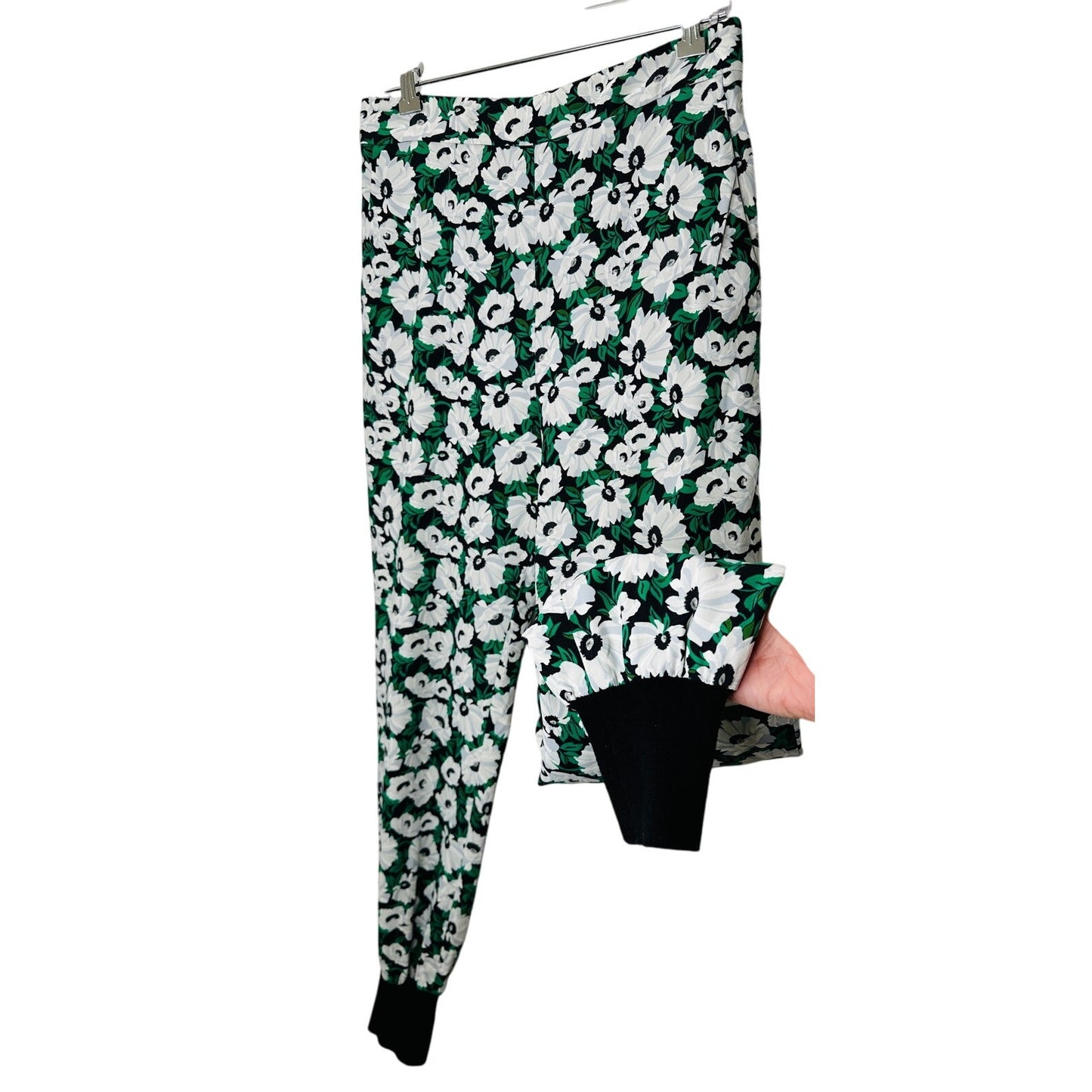 Stella McCartney White Black Green Floral Print Julia Flora Jogger Pants 42