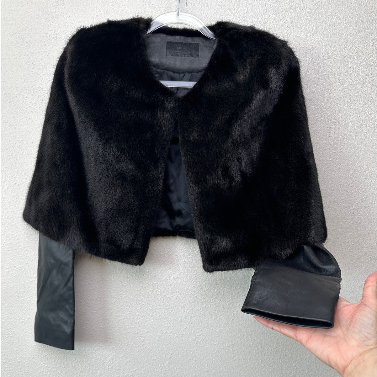 NWT Philipp Plein “I Was Here” Fur & Leather Jacket Black Women’s M RARE