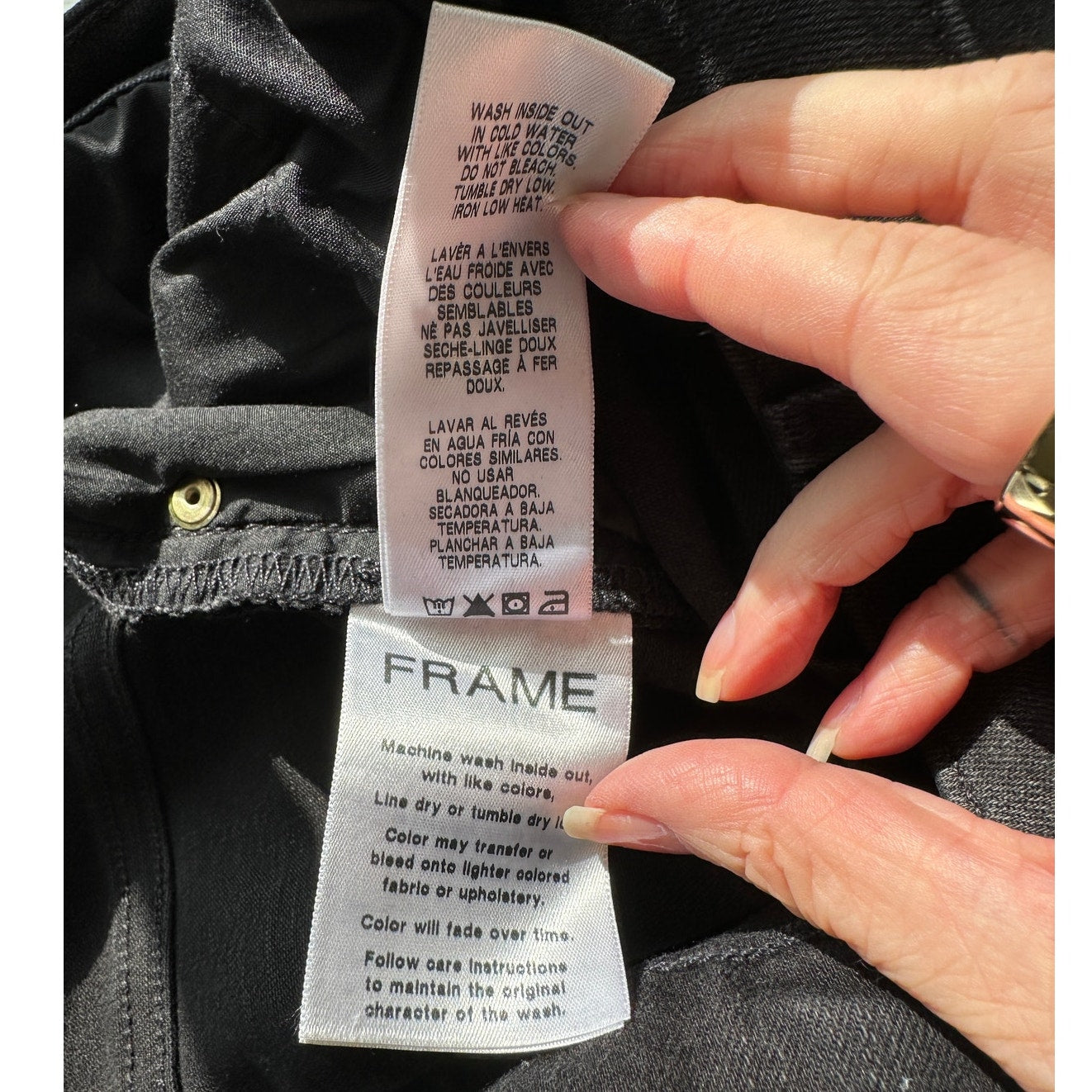 NWT Frame Le High Straight Jeans Black Raw Hem Women's 27