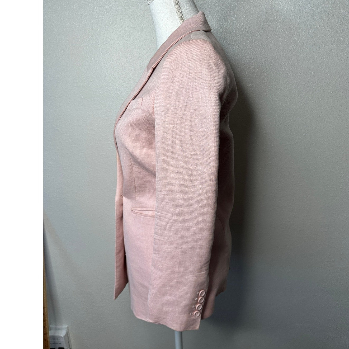 Rebecca Minkoff Pink Linen Blend Blazer Jacket Size 0 Double Button Chic