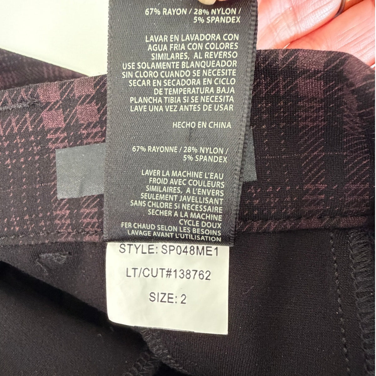 Kut From The Kloth Black Burgundy Plaid Skinny Ankle Pants Women's US 2