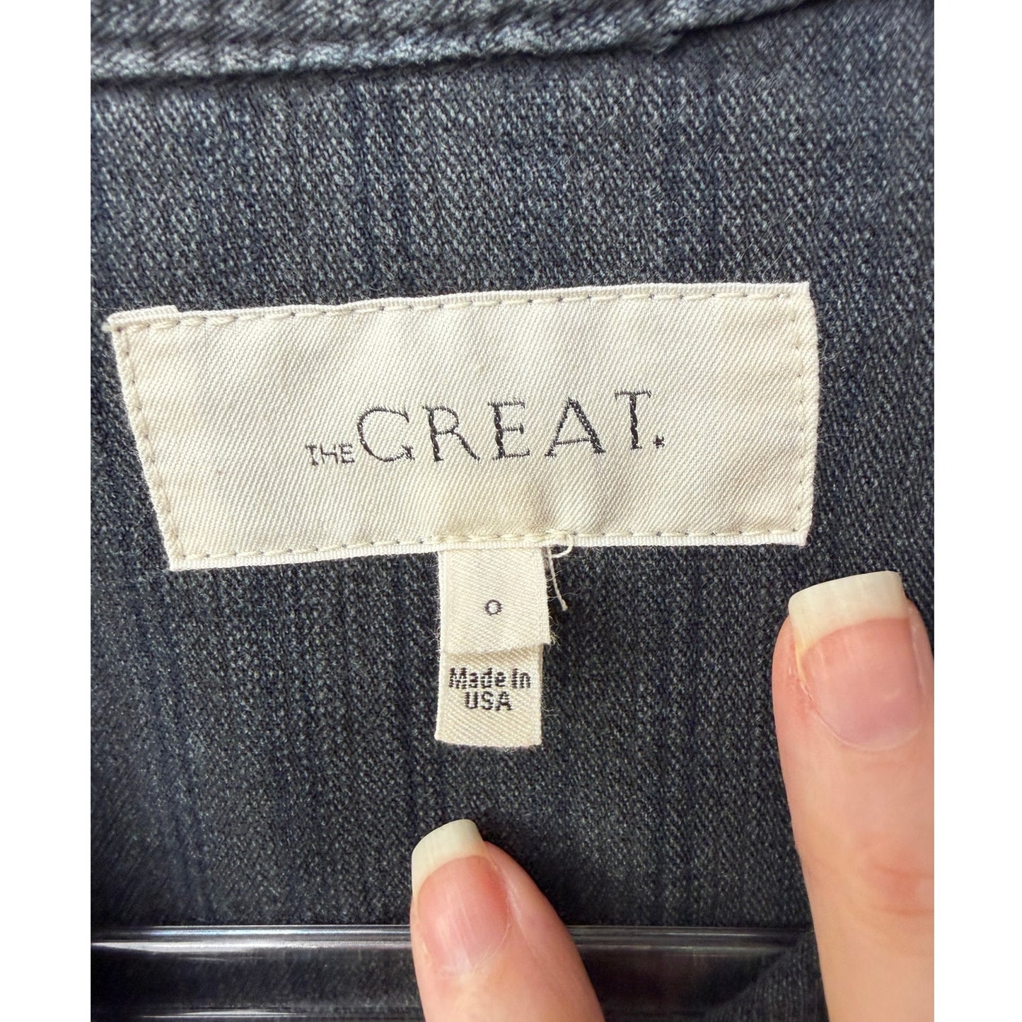 The Great Washed Black Denim Long Sleeve Shirt Size 0