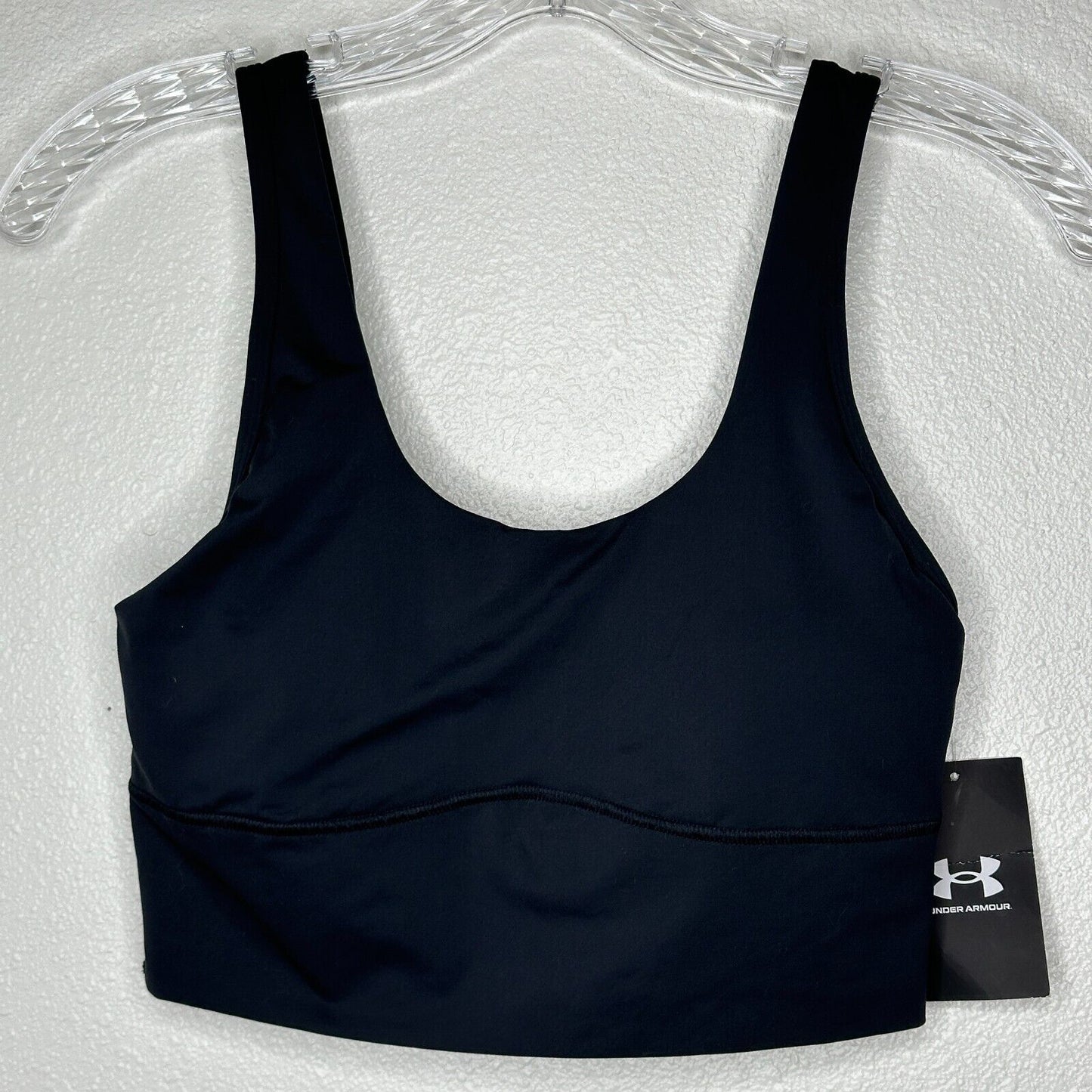 NWT Under Armour Black Meridian 4-Way Stretch Fitted Crop Tank Top Sports Bra S