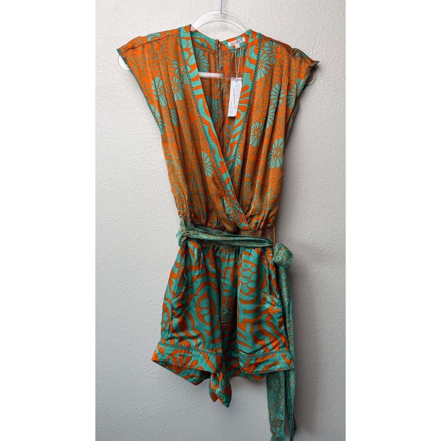 NWT Poupette St Barth Anaik Orange Green Womens Jumpsuit S