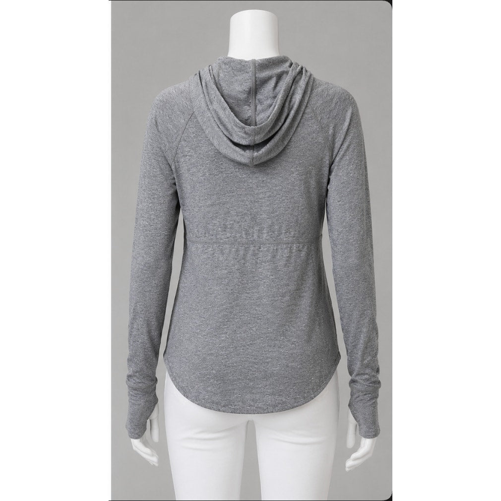 Athleta Med Gray Baja UPF 50+ Hooded Zip Jacket with Thumb Holes Arm Pockets XXS