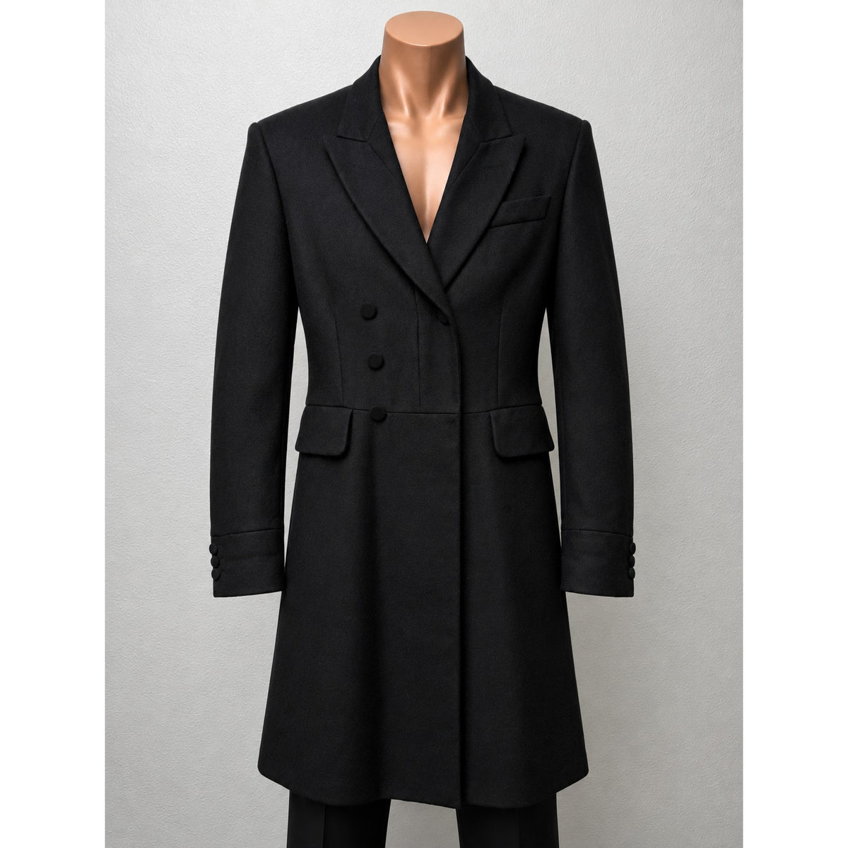 Alexander McQueen Black Cashmere Silk Double Breasted Frock Coat Men's US 36