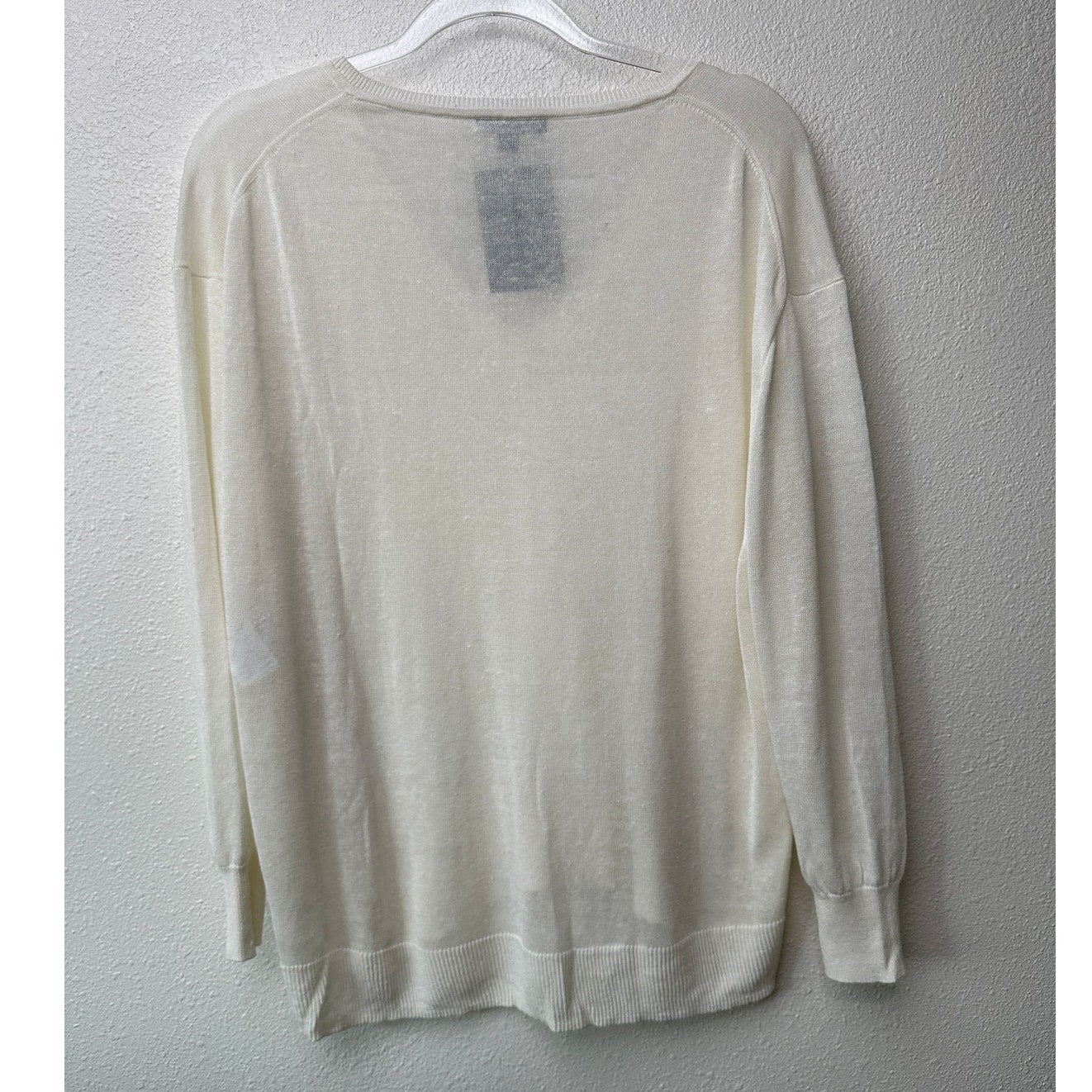 NWT J Crew Linen Blend V-Neck Sweater Ivory Women's US L