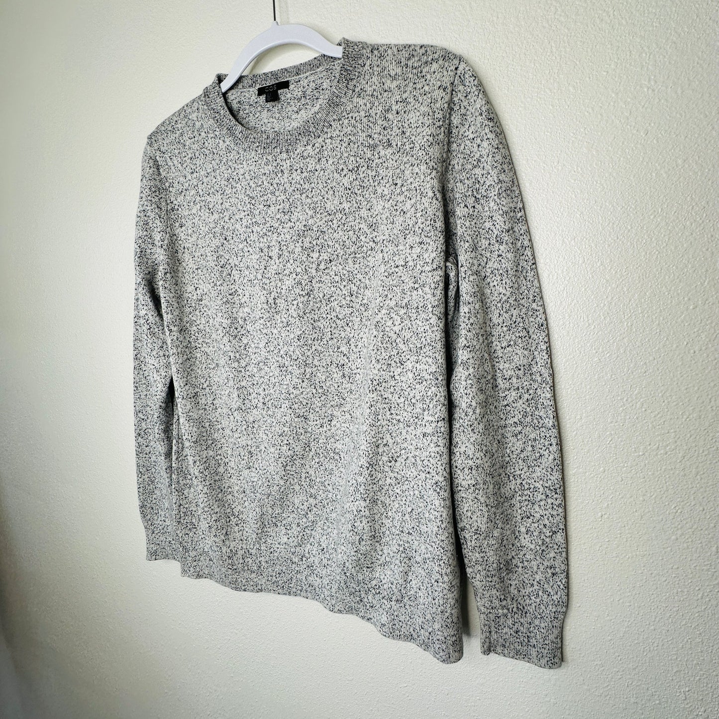 COS Black & White Marled Round Neck Long Sleeve Sweater 100% Cotton S