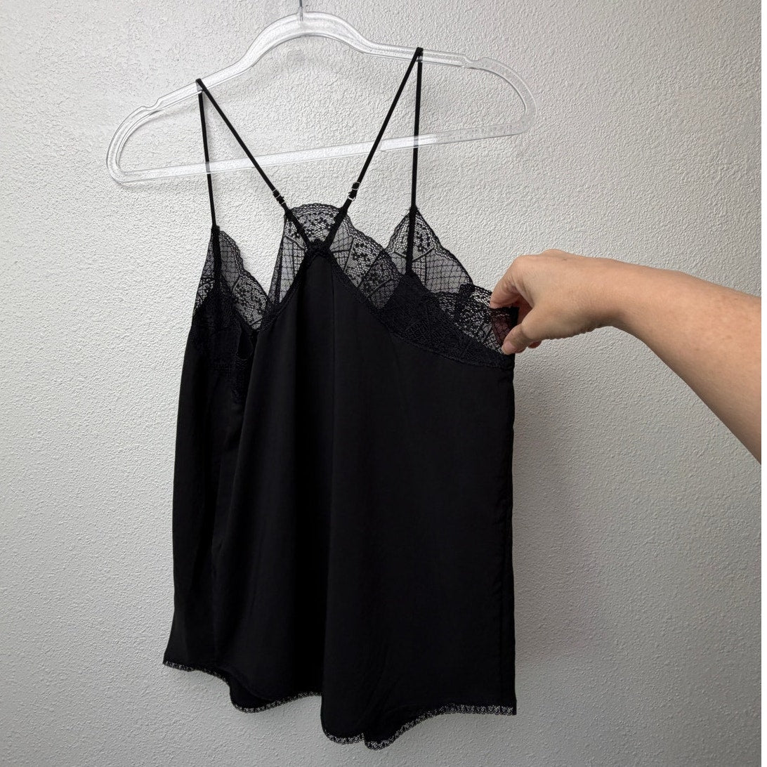 Lovestitch Black Lace Trim Cami Top Women M