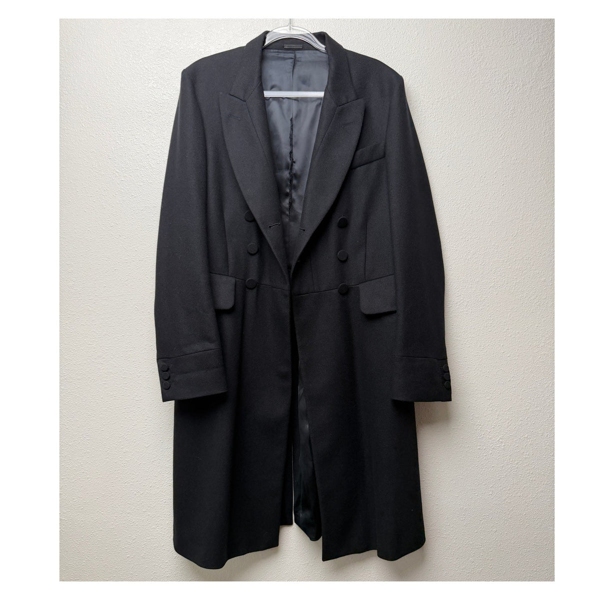 Alexander McQueen Black Cashmere Silk Double Breasted Frock Coat Men's US 36