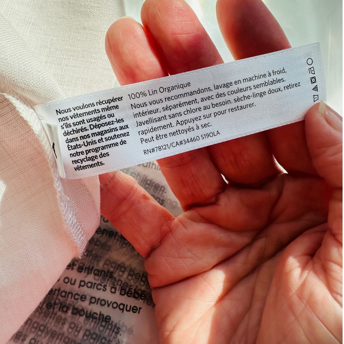 Eileen Fisher Pale Pink Organic Handkerchief Linen Mandarin Collar Shirt L