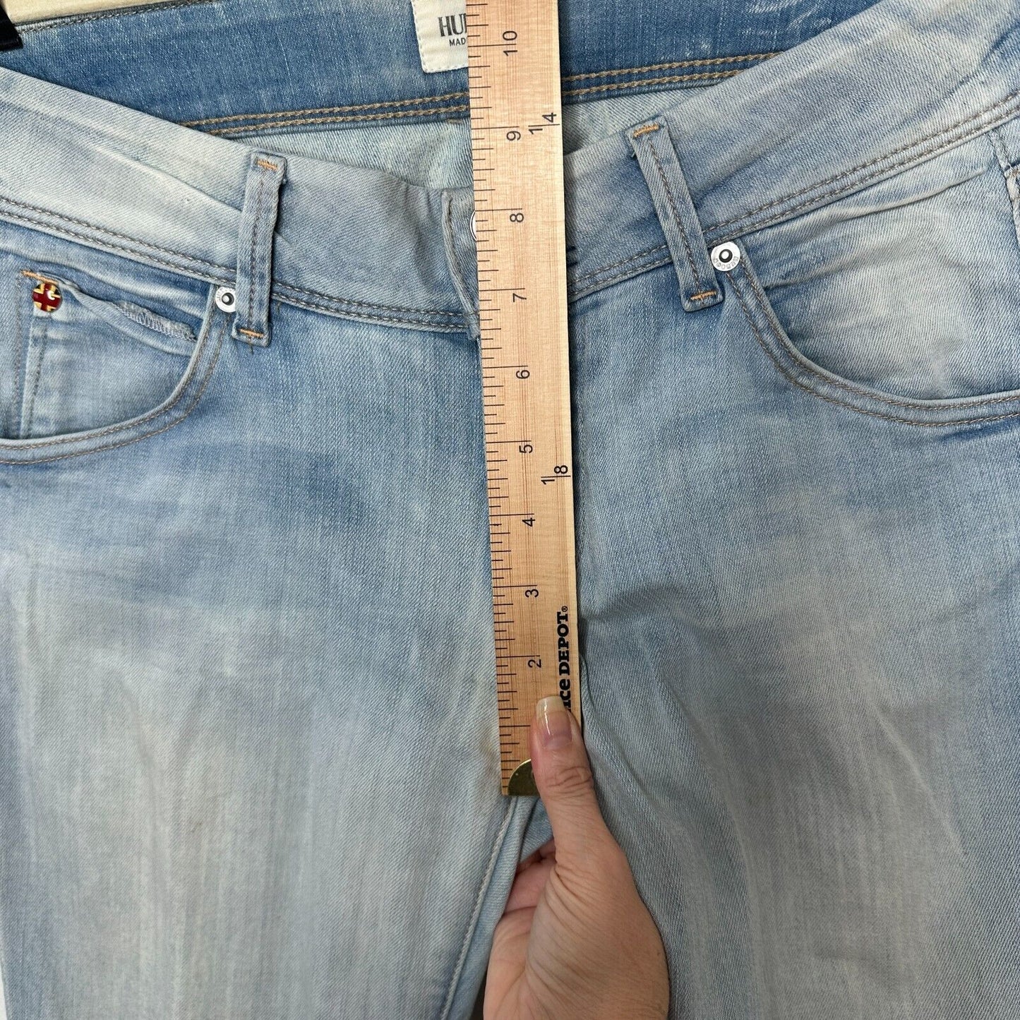 Hudson Double Button Light Blue Wash Jeans Low-Rise Boot Cut Flap Pockets 26