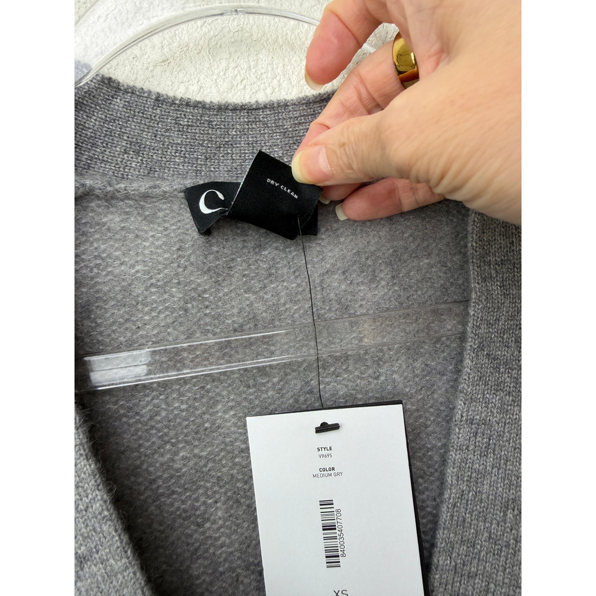 NWT C by Bloomingdales Gray Cashmere Cardigan Women XS