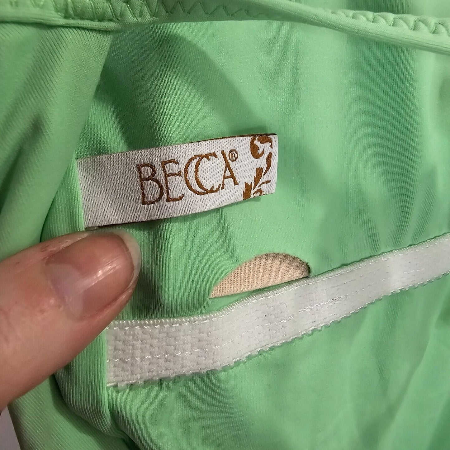 Becca Mint Green Scoop Neck Spaghetti Strap Back Tie Bathing Suit Large