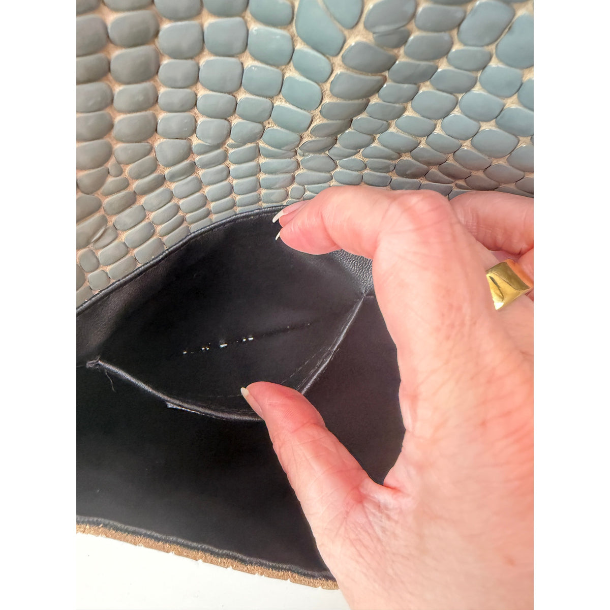 JJ Winters Blue Gray Croc Envelope Chain Bag Women's