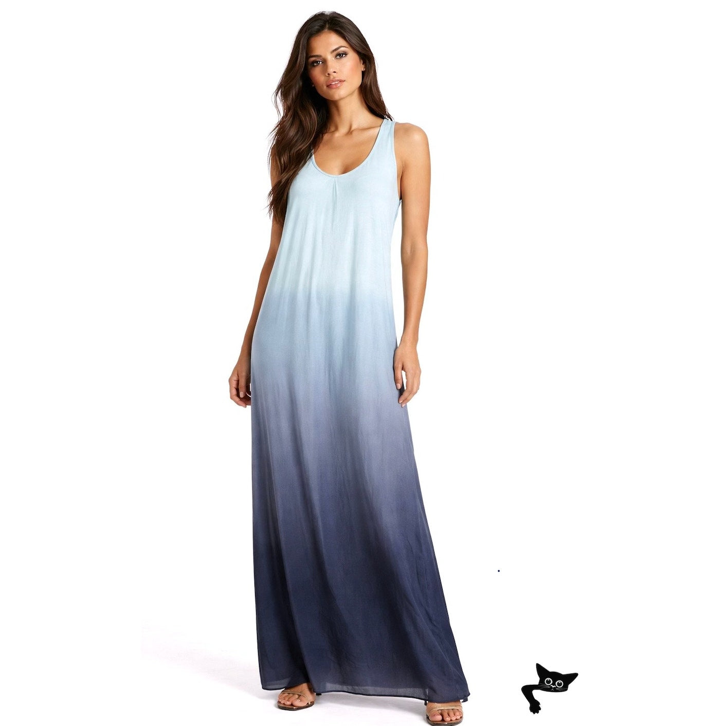 Kate by Laltramoda Light Blue Ombre Tank Sleeveless Lined Midi Maxi Dress S / M