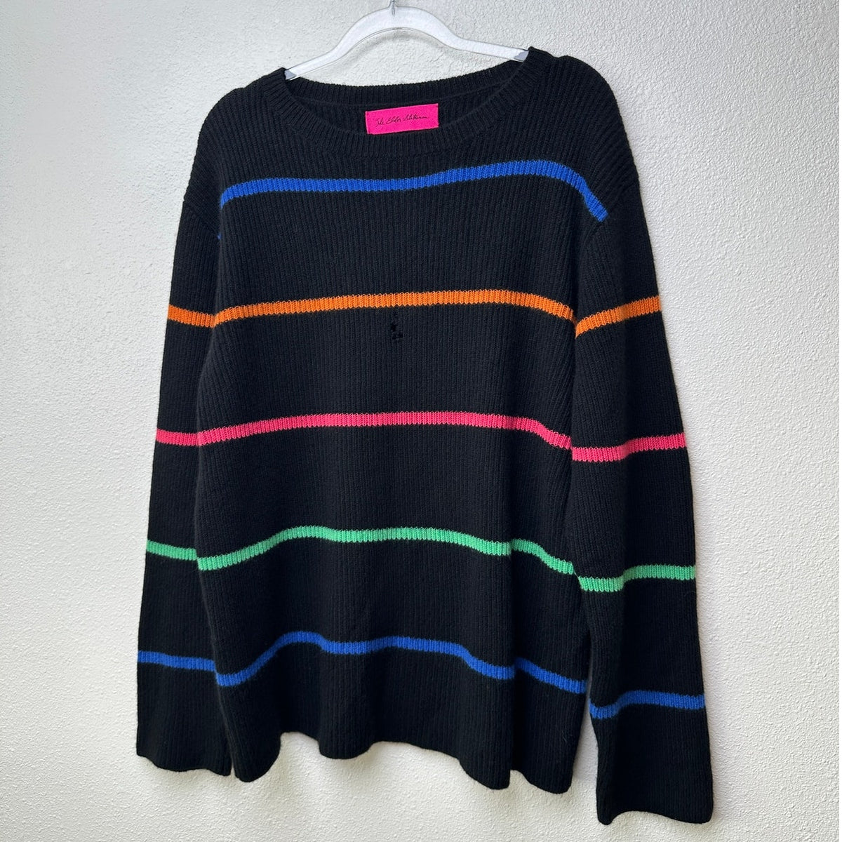 The Elder Statesman Black Multicolor Stripe Cashmere Sweater M