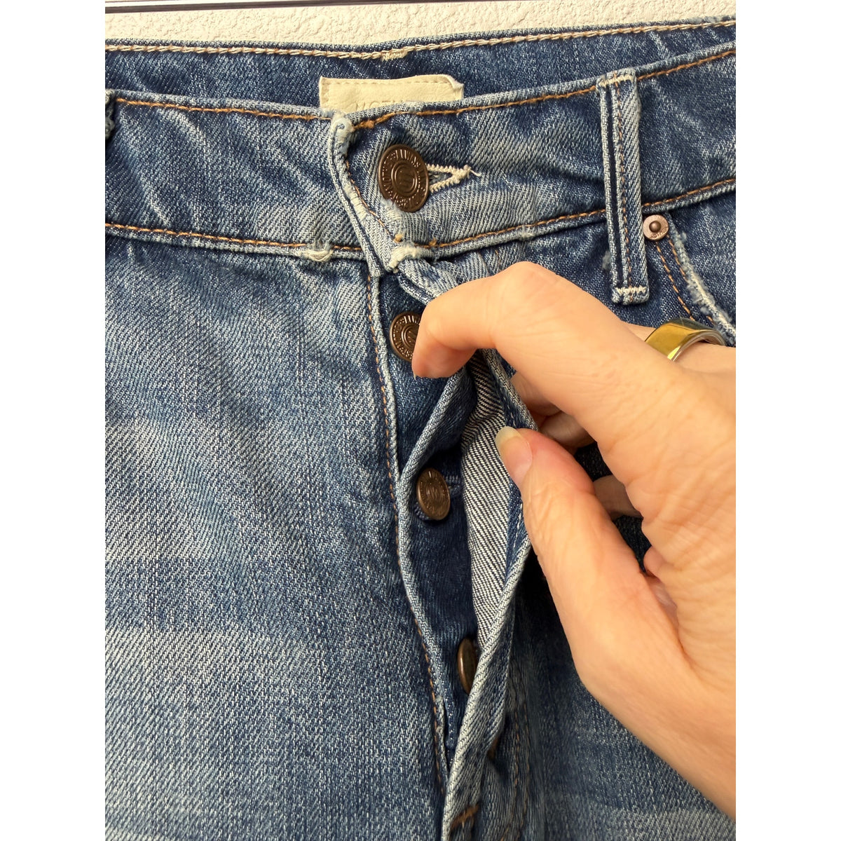 Mother Nomad Crop Fray Jeans Blue Womens 26