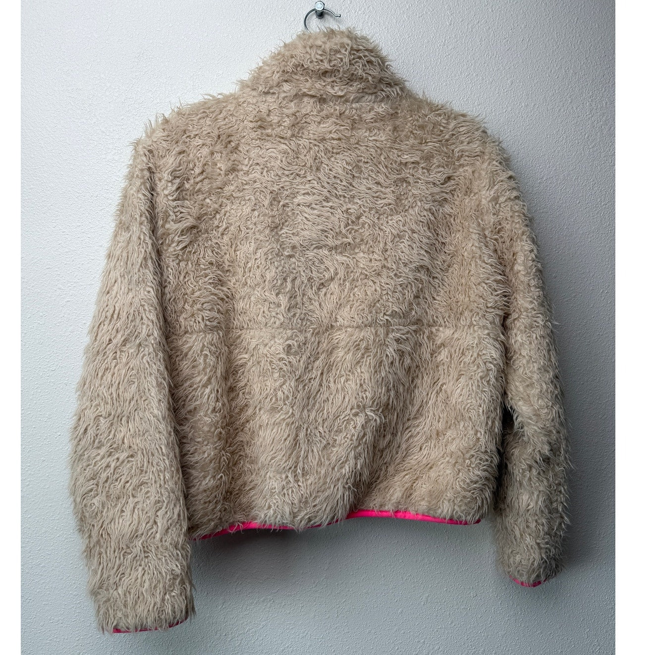 Stance Cream Sherpa Fuzzy Snap Button Pullover Jacket Size M