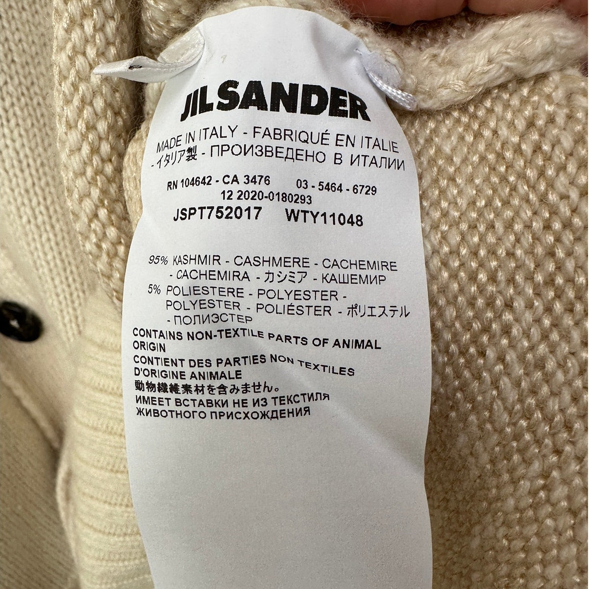 Jil Sander Cream V-Neck Button Long Sleeve Knit Sweater 40 / 8