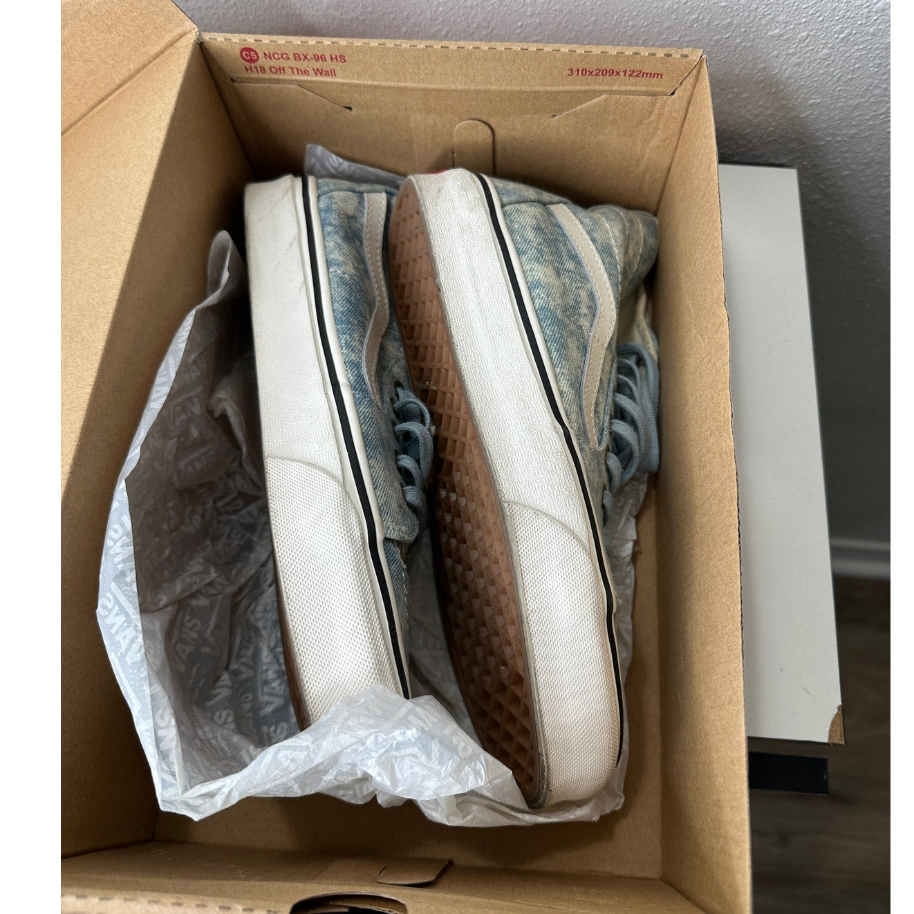 Vans Washed Blue White Sk8-Hi Taper Denim Winter Sky Skate Shoes 8