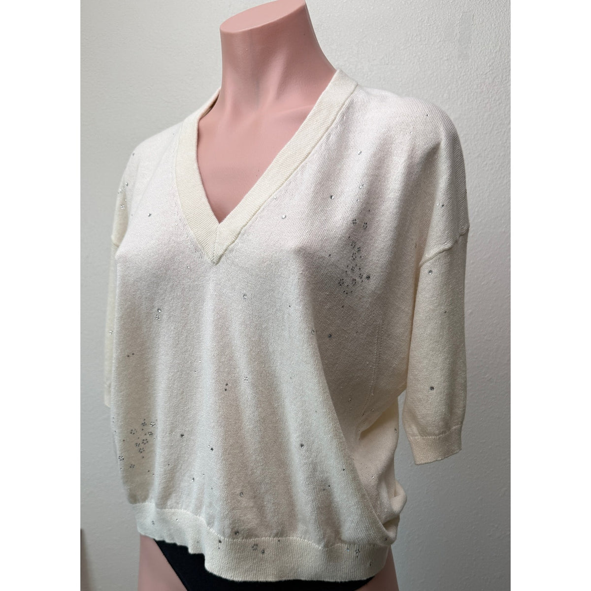 Zadig & Voltaire Wully Lico Rhinestone Sweater XS Ecru