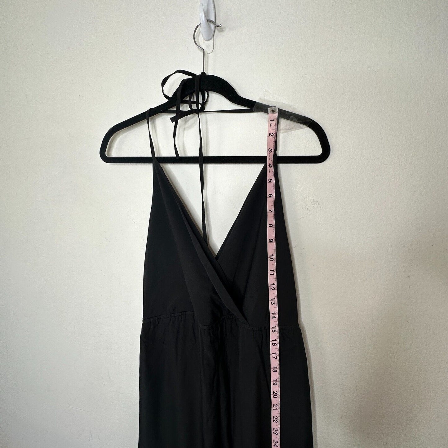 Kelly Renee Jet Black Wrap Sexy VNeck Spaghetti Halter Top Jumpsuit Romper M