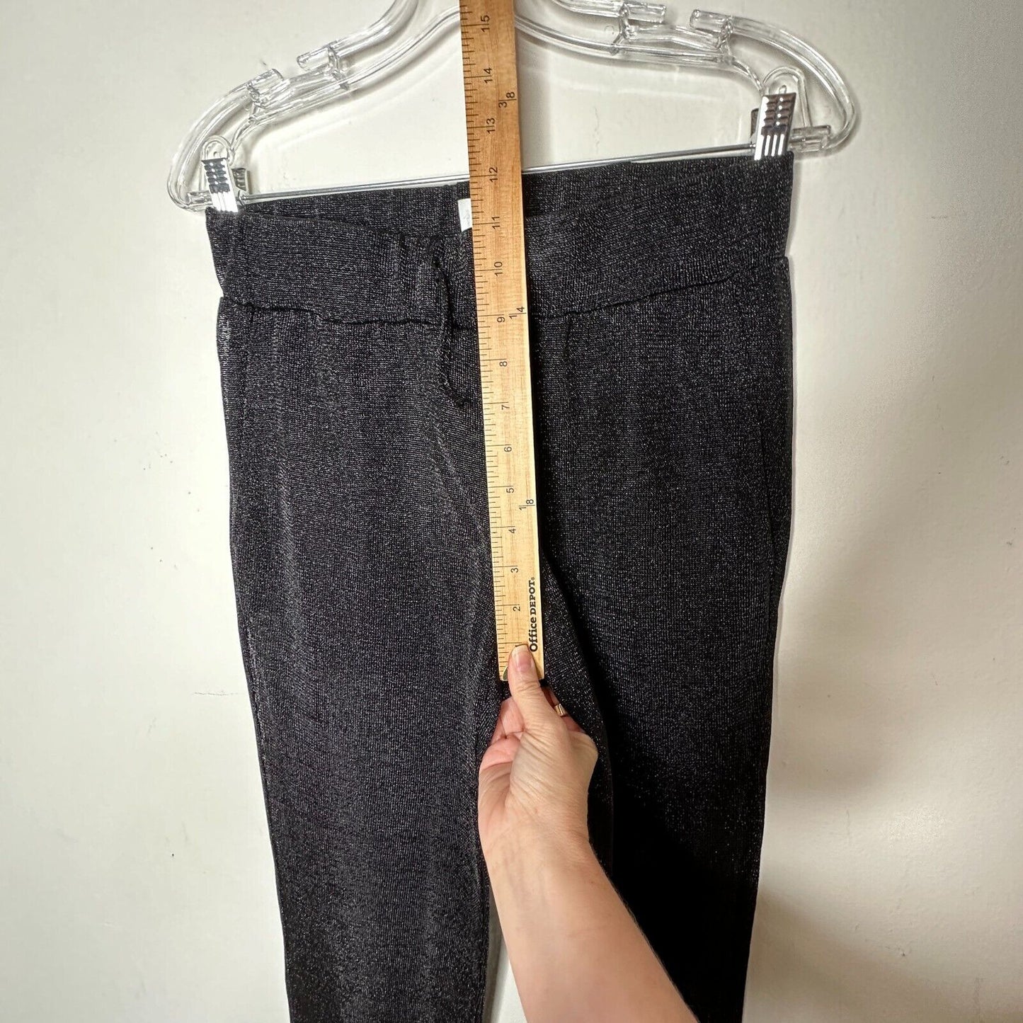 Elaine Field Black Metallic Shimmer & Sheer Mesh Tie Waist Slash Pocket Pants 1