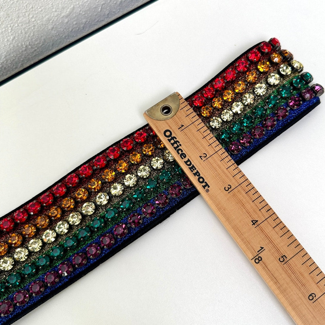 Gucci Multicolor Rhinestone Rainbow Stretch Headband