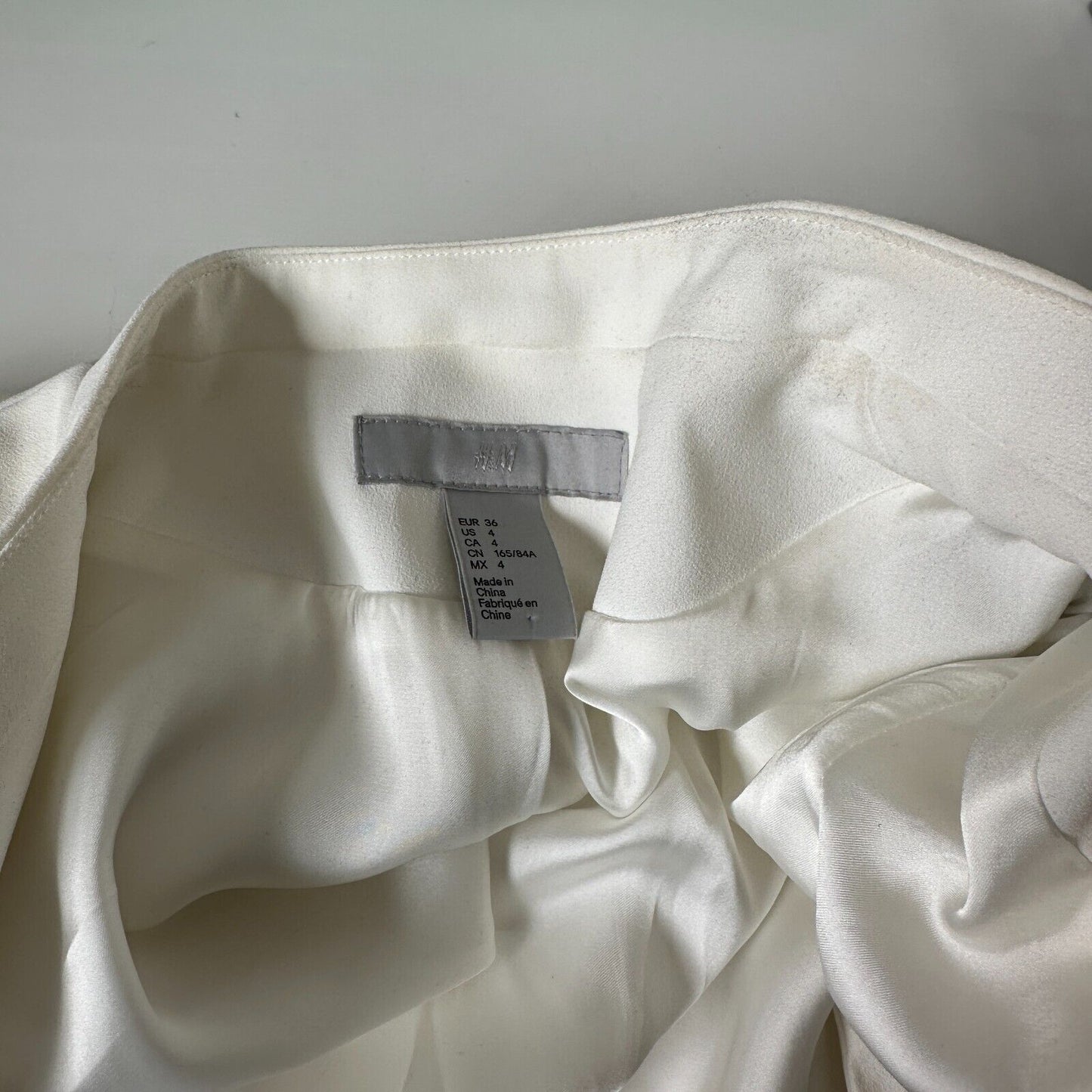 H&M Cream Linen Blend Fitted Blazer Jacket Hook & Eye Front 3/4 Ruched Sleeves 4