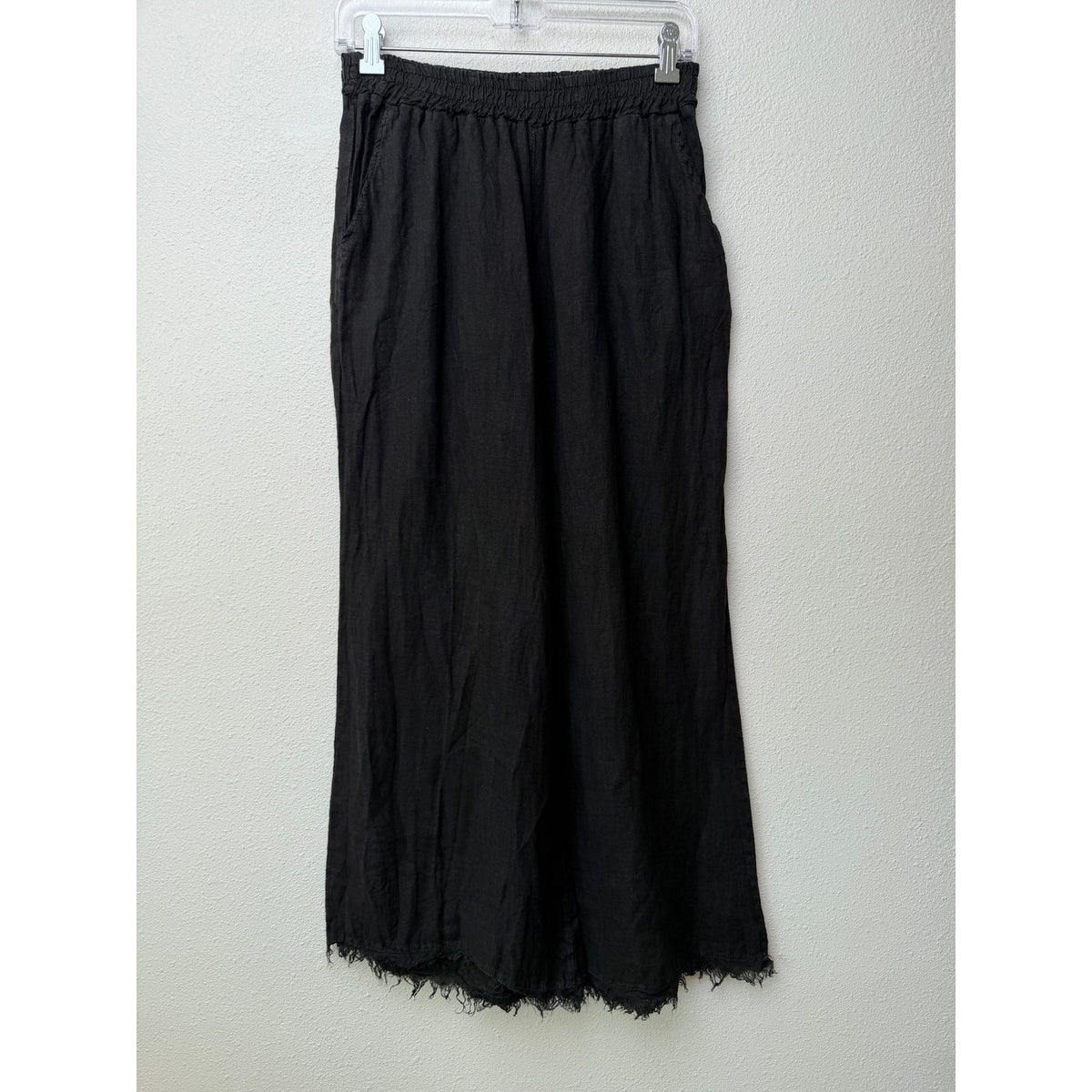 Milio Milano Black Frayed Wide Leg Pants Women M