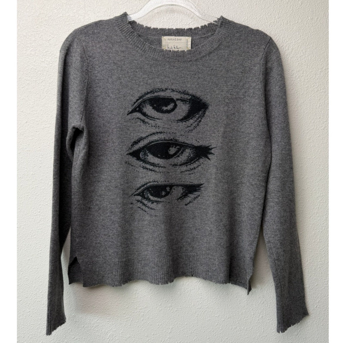 Artelier Nicole Miller Cashmere Eye Sweater Women P Gray