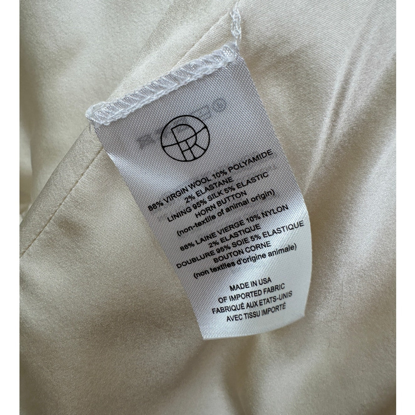 The Row Cream Wool-Silk Two-Button Blazer Jacket Women’s 14