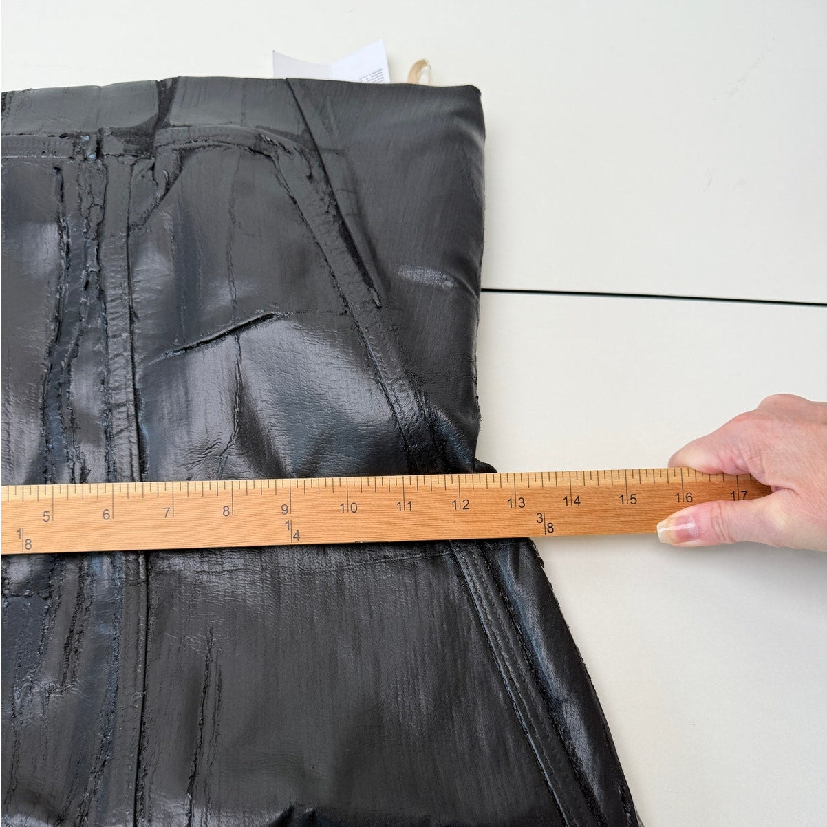 NWT Rick Owens Black Crackle Waxed Strapless Mini Dress M Luxor FW23