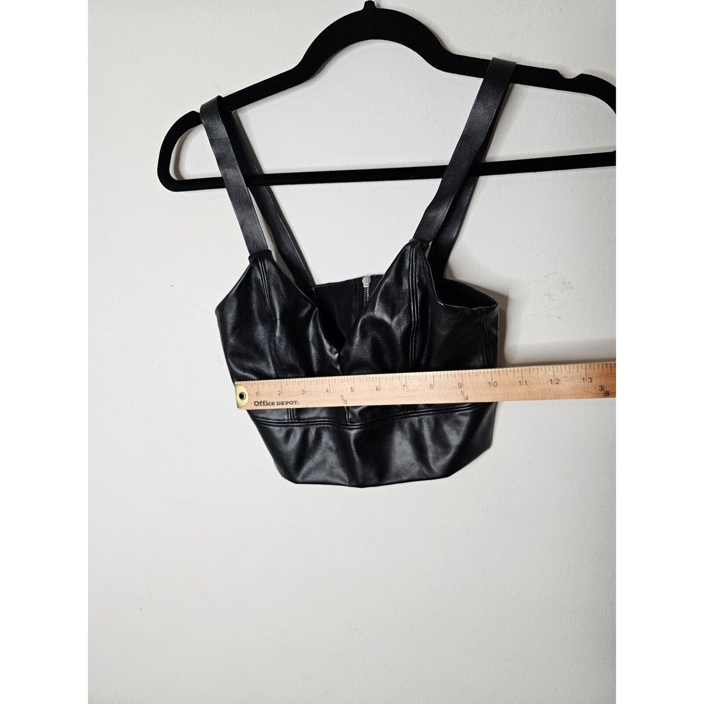 Wolford Sexy Black Emma Vegan Leather V-Neck Back Zip Bralette Crop Top 4