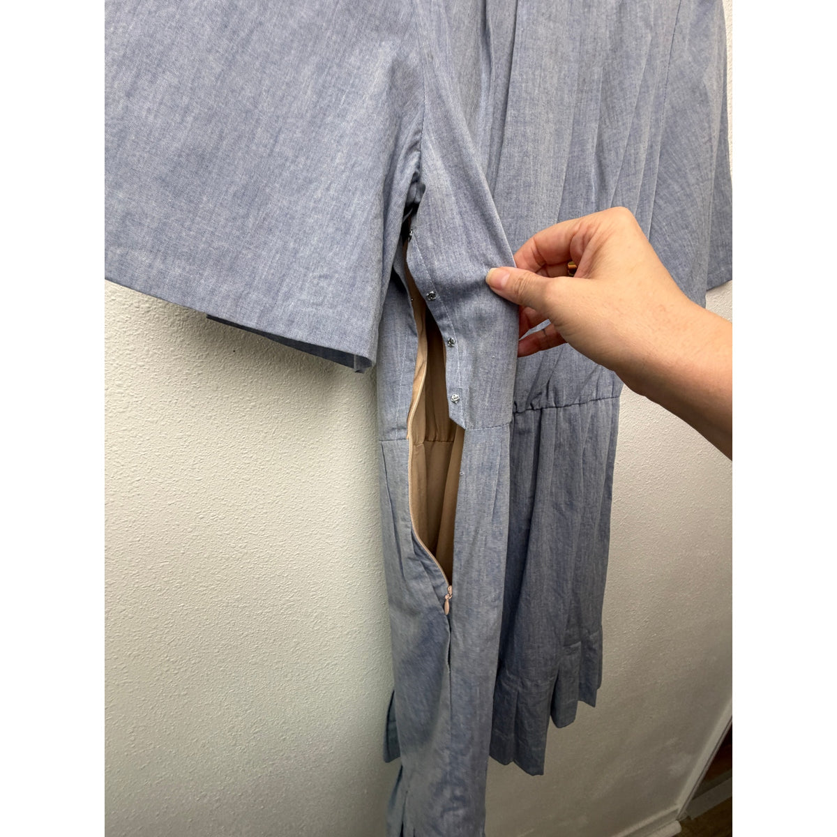 3.1 Phillip Lim Blue Chambray Ruffle Dress Women US 4