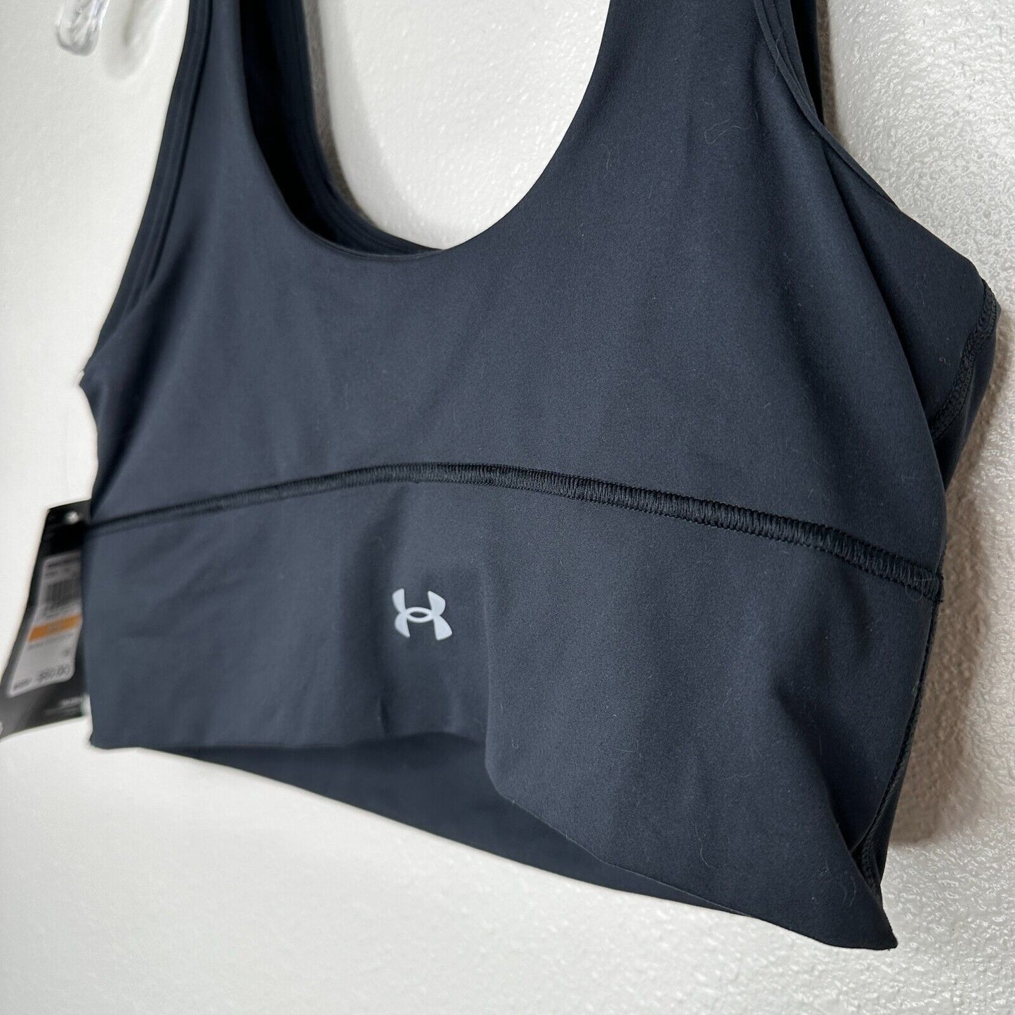 NWT Under Armour Black Meridian 4-Way Stretch Fitted Crop Tank Top Sports Bra S