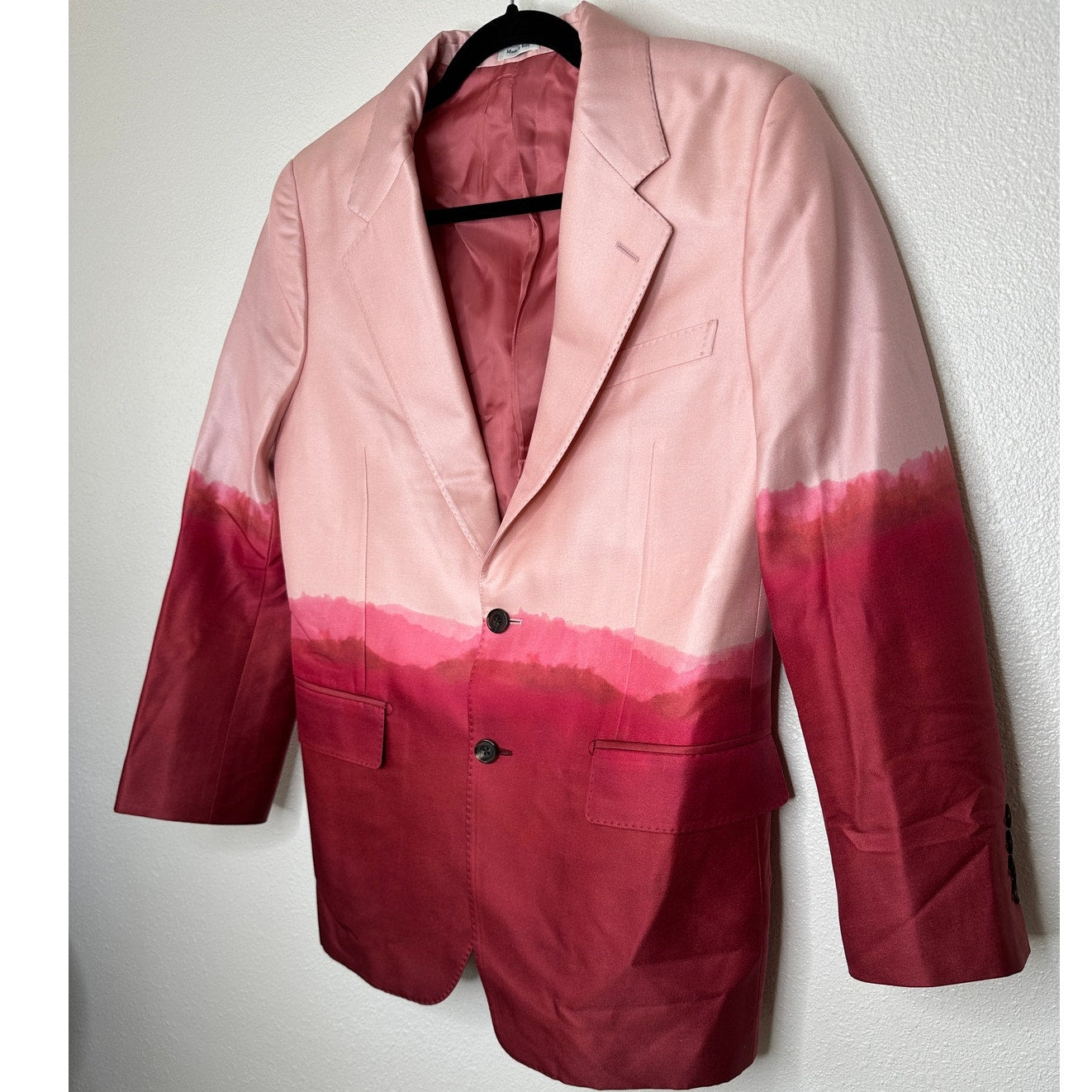 Alexander McQueen Pink Dip Dye 2-Button Silk Wool Blend Blazer Jacket 50