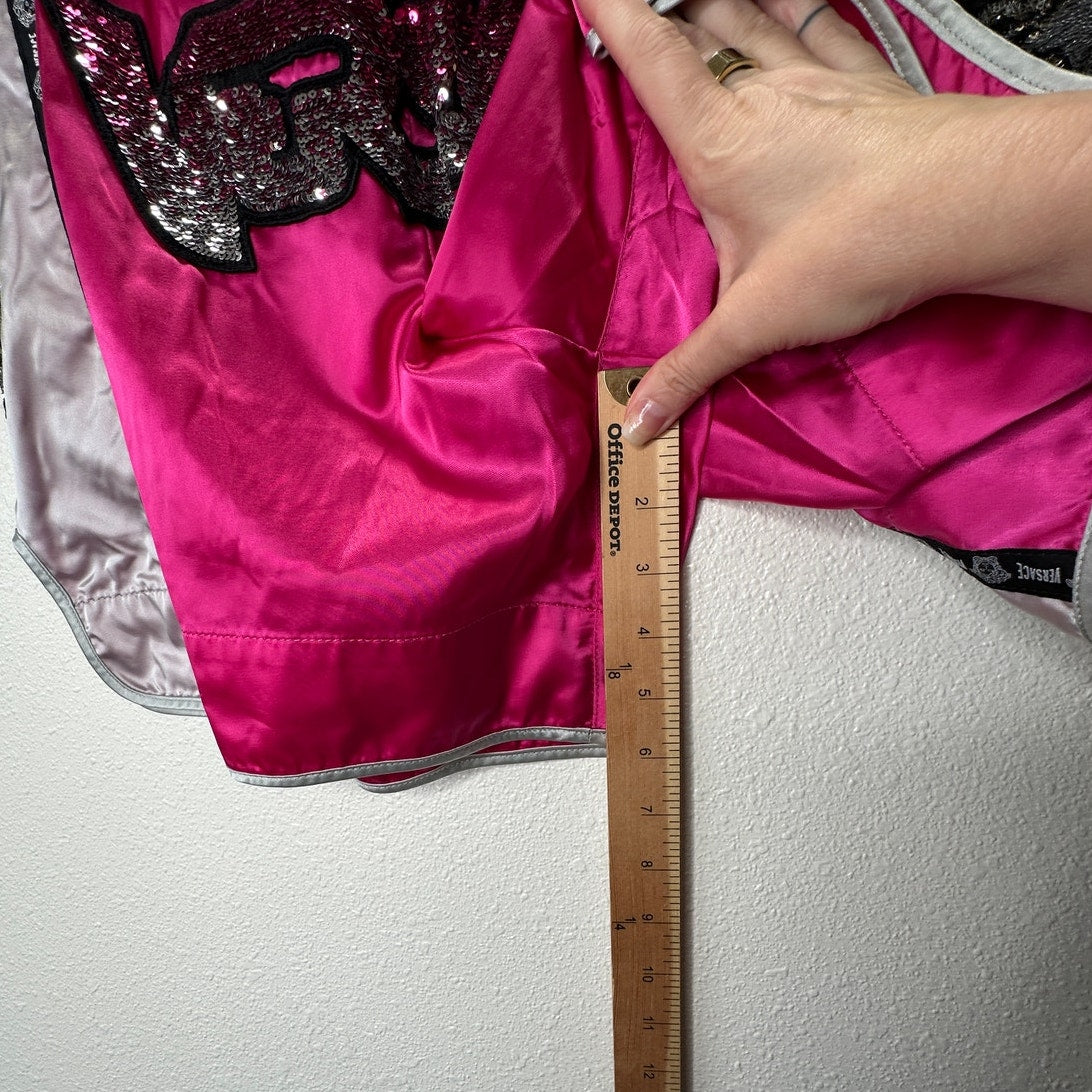 Versace Muay Thai Boxing Shorts Pink Silver Versace Medusa Patch 50 / L