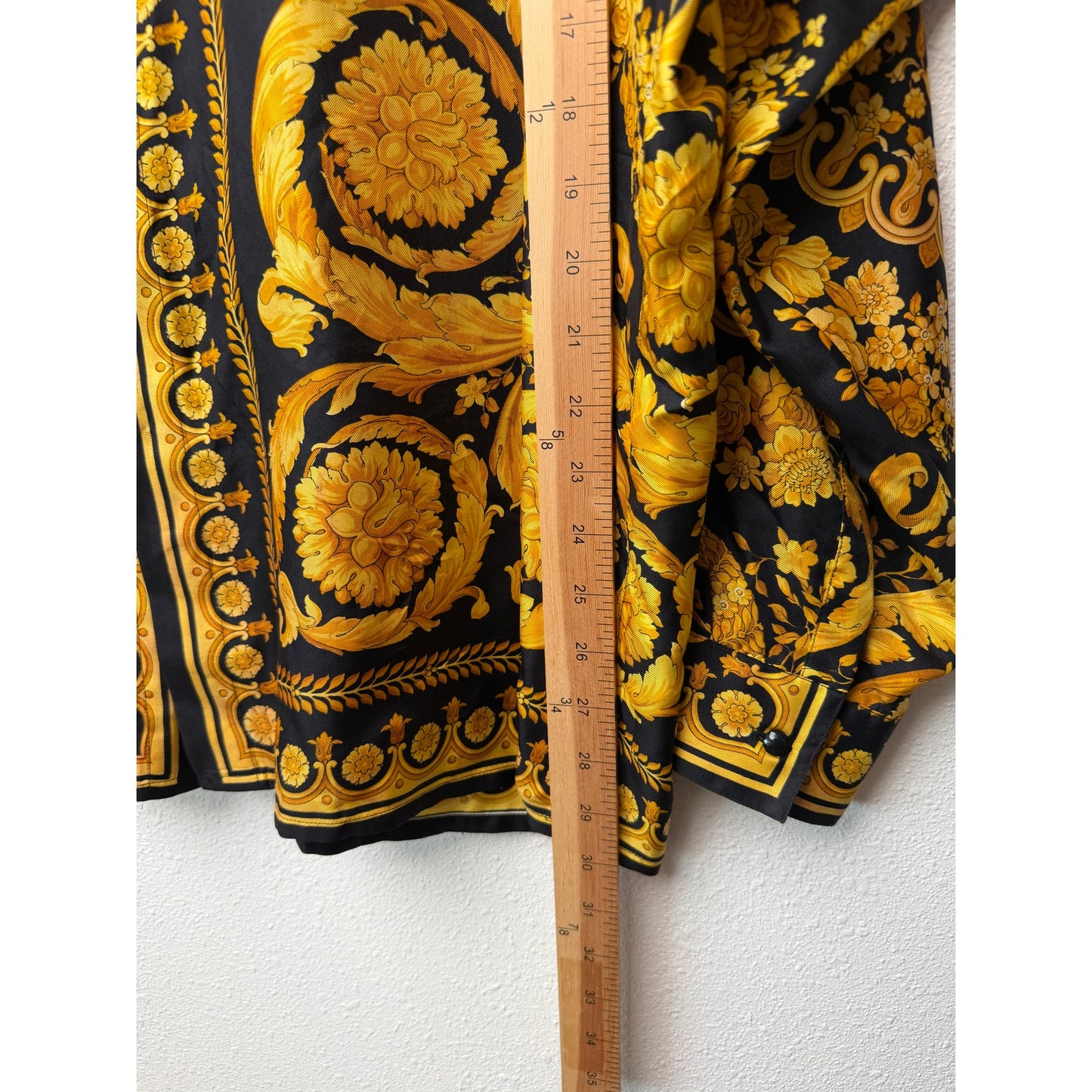 Gianni Versace Men's XL Black Gold Baroque Silk Shirt