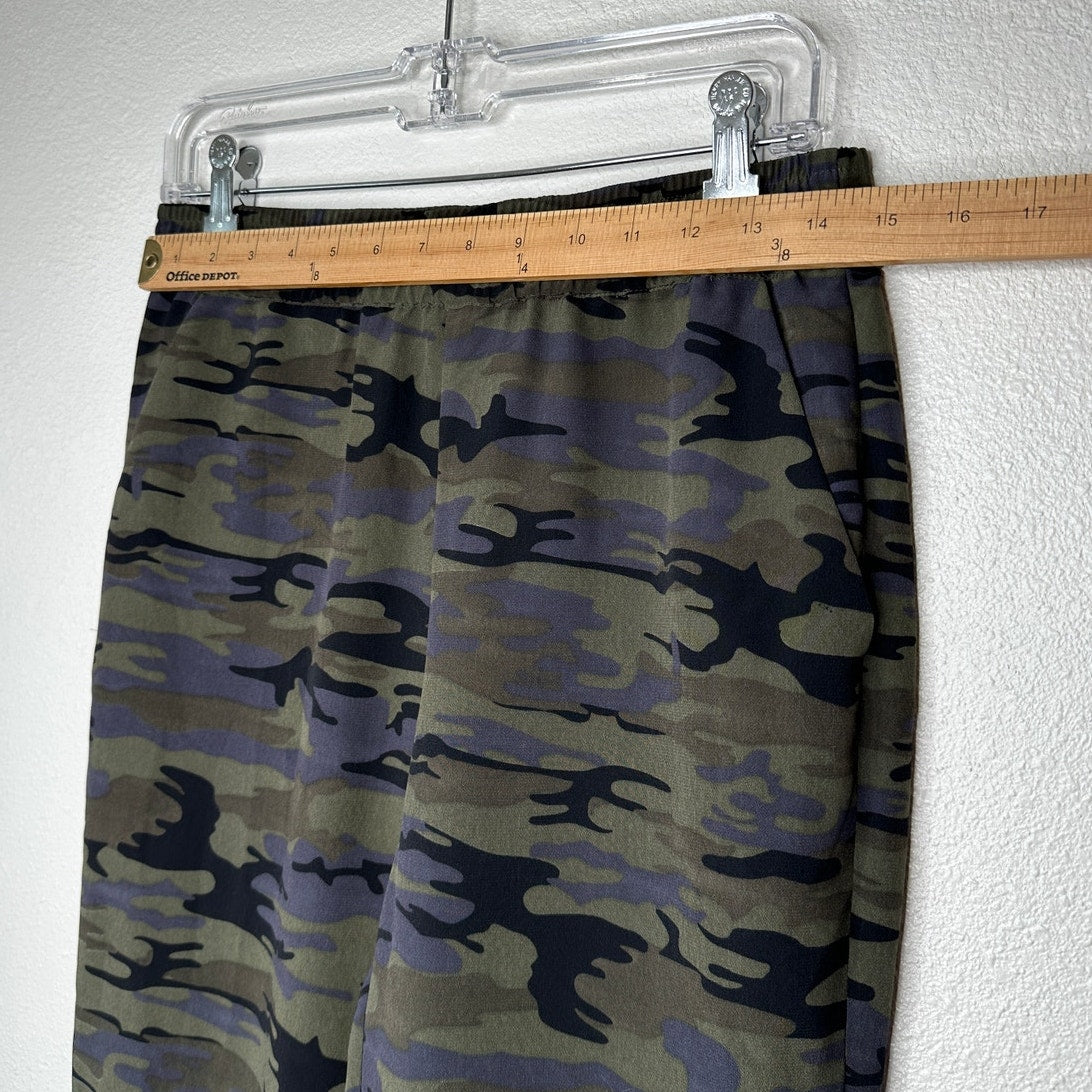 Sanctuary Green Black Blue Camo Print Cinch Waist Banded Joggger S