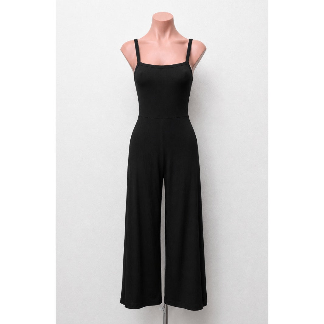 NWT Cotton On The Valerie Strappy Black Wide Leg Ribbed Jumpsuit S