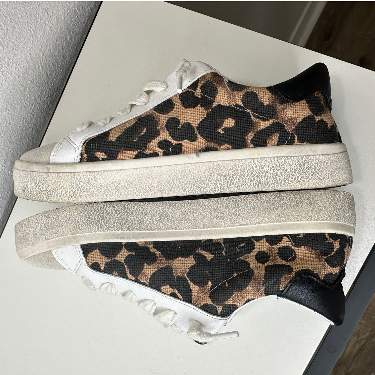 Steve Madden Philip Leopard Print Leather Sneakers Black Brown White 5