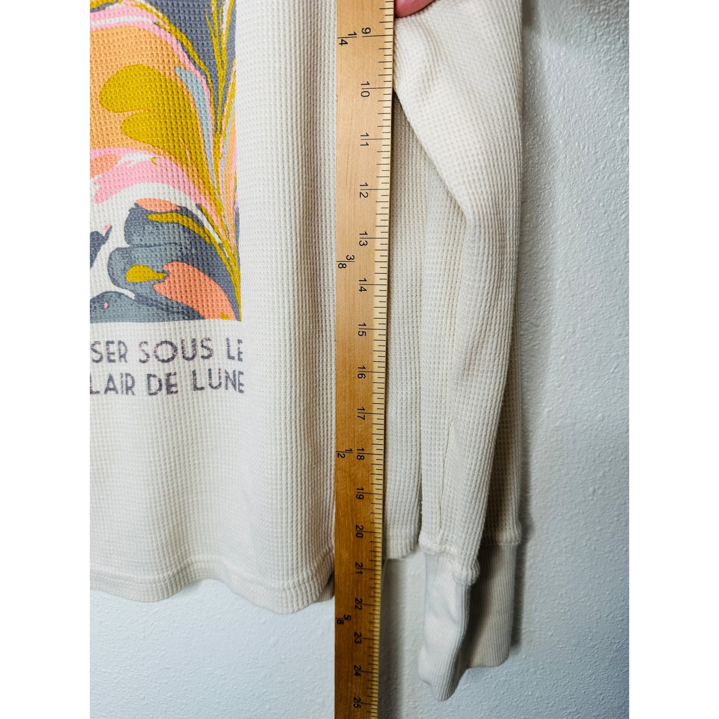 Saturday/Sunday Cream Catrina Thermal Long Sleeve Waffle Top XS