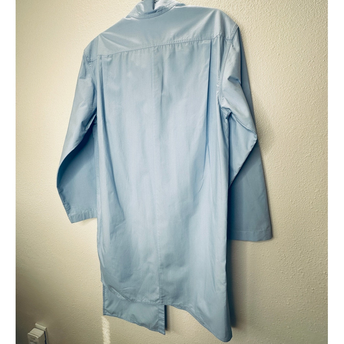 Loewe Light Blue Front Button Split Side Asymmetrical Hem Shirt Dress S