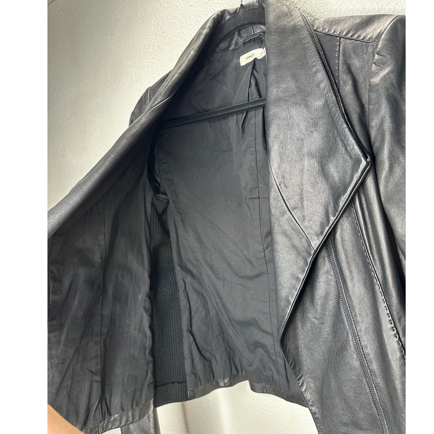 Vince Black Soft Lamb Leather Scuba Moto Jacket Asymmetrical Zip  S